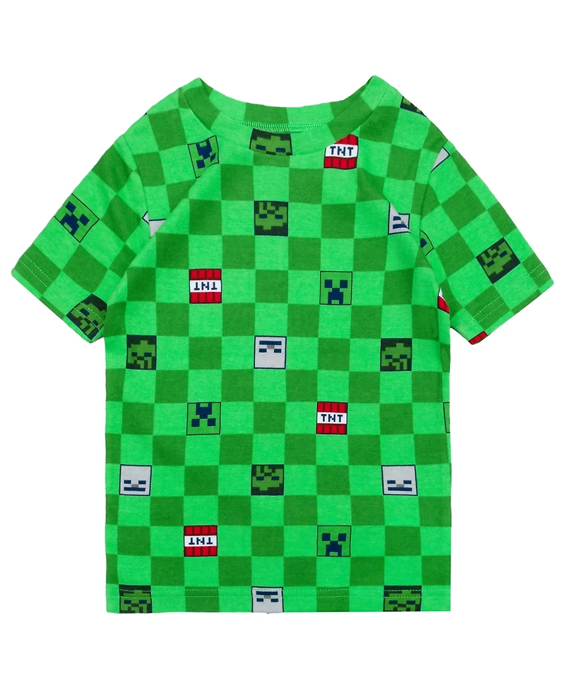 Minecraft Boys' 6-12 Short-Sleeve T-Shirt and Shorts, 4-Piece Set