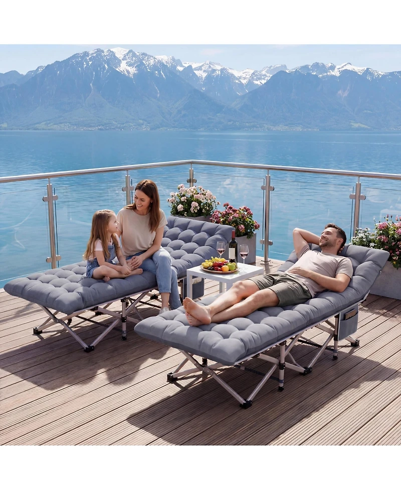 Skonyon 2-Piece Folding Bed & Camping Cots with Removable Cotton Mattress Indoor/Outdoor