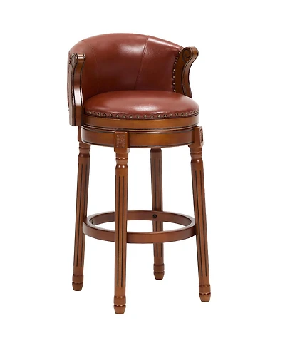 Streamdale Furniture Cow top Leather Wooden Bar Stools, 360 Swivel Bar Chair with Backs