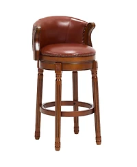 Streamdale Furniture Cow top Leather Wooden Bar Stools, 360 Swivel Bar Chair with Backs