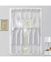 Rt Designers Collection Polyester Bethany Embroidered 3 Piece Kitchen Curtains Tier & Swag Set