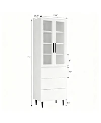 Yigii 70.9" Glass Door Bookshelf 5-Tier Display Cabinet Narrow Storage Bookcase