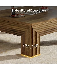 Tribesigns Square Coffee Table for Living Room, 39.4'' Large Wood Center Table with Unique Fluted Legs, Farmhouse Low Cocktail Tea Accent Table