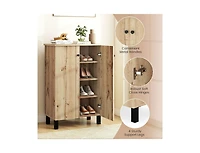 Slickblue 4-Tier Shoe Storage Cabinet with Removable Shelves & Doors