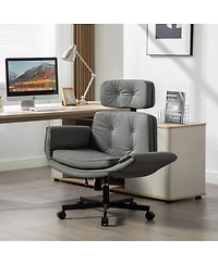 Streamdale Furniture Criss Cross Chair with Adjustable Armrests, Wheels & Headrest