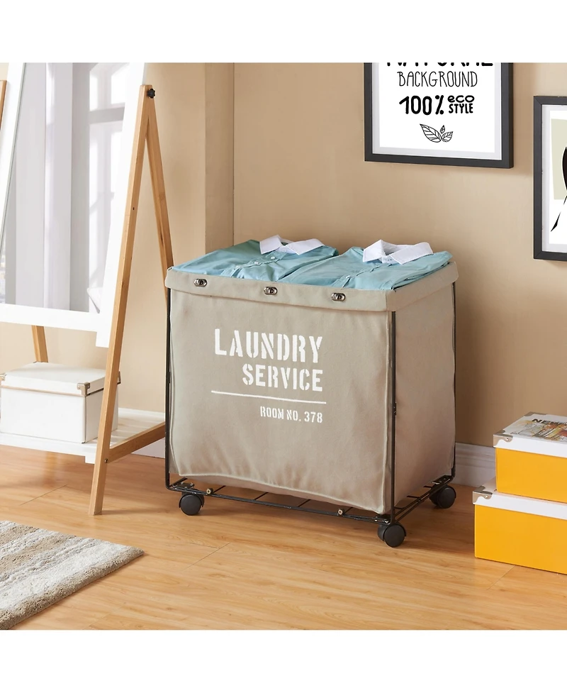 Danya B Army Canvas Laundry Hamper on Wheels
