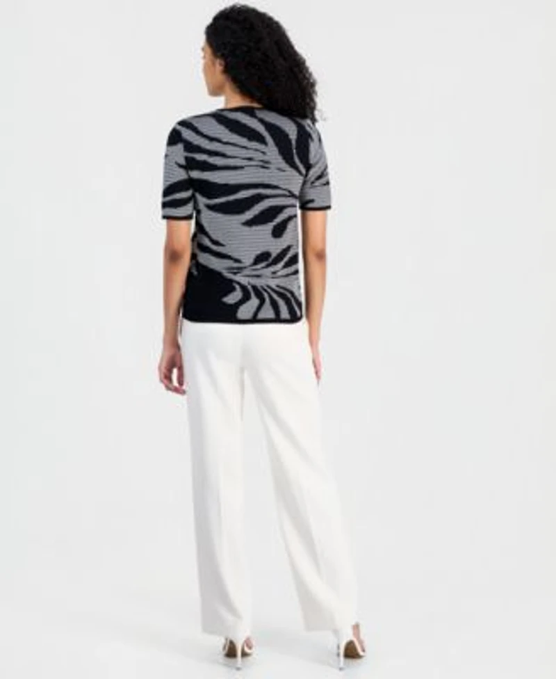 Anne Klein Printed Cardigan Sweater Top