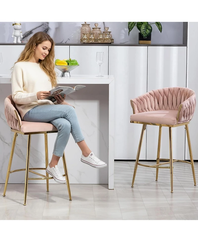 Rainsken Velvet Bar Stools Set of 2