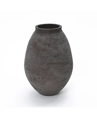 LuxenHome Antique Brown Cement Vase,Tall Rustic Home Accent for Tabletops and Open Shelving