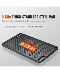 Ecooso 9.7 x 16.7 Inch Pre-Seasoned Cast Iron Reversible Grill and Griddle for Double Burner