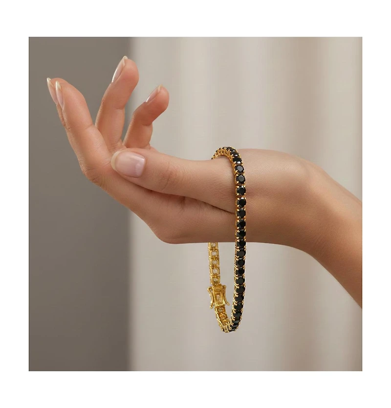 Sterling Silver with Colored Cubic Zirconia Tennis Bracelet White Gold Plated, 14K or 18K Rose Plated