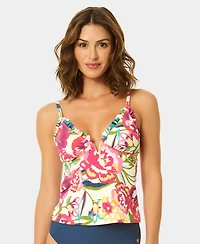CeCe Women's V-Neck Ruffle Tankini Top