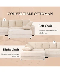 Streamdale Corduroy Sectional Sofa w/ Storage Ottoman and Pillows