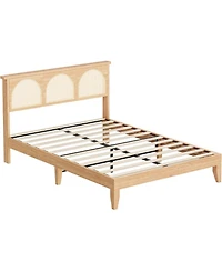 gaomon Bed Frame With Headboard Farmhouse Platform Bed Led Wooden Slats No Box Spring Durable