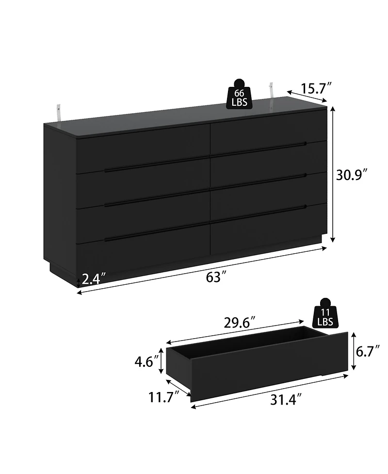 Famapy 8-Drawer Wood Double Dresser Chest of Drawers