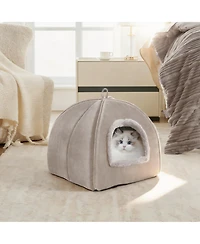 Aronkl Foldable Cat Bed Cave Tent with Removable Washable Pillow Durable Scratch Resistant for Indoor Cats Kittens Pets