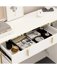 Homsee Dresser with 4 Doors and Deep Drawer, Side Cabinet for Bedroom, Living Room