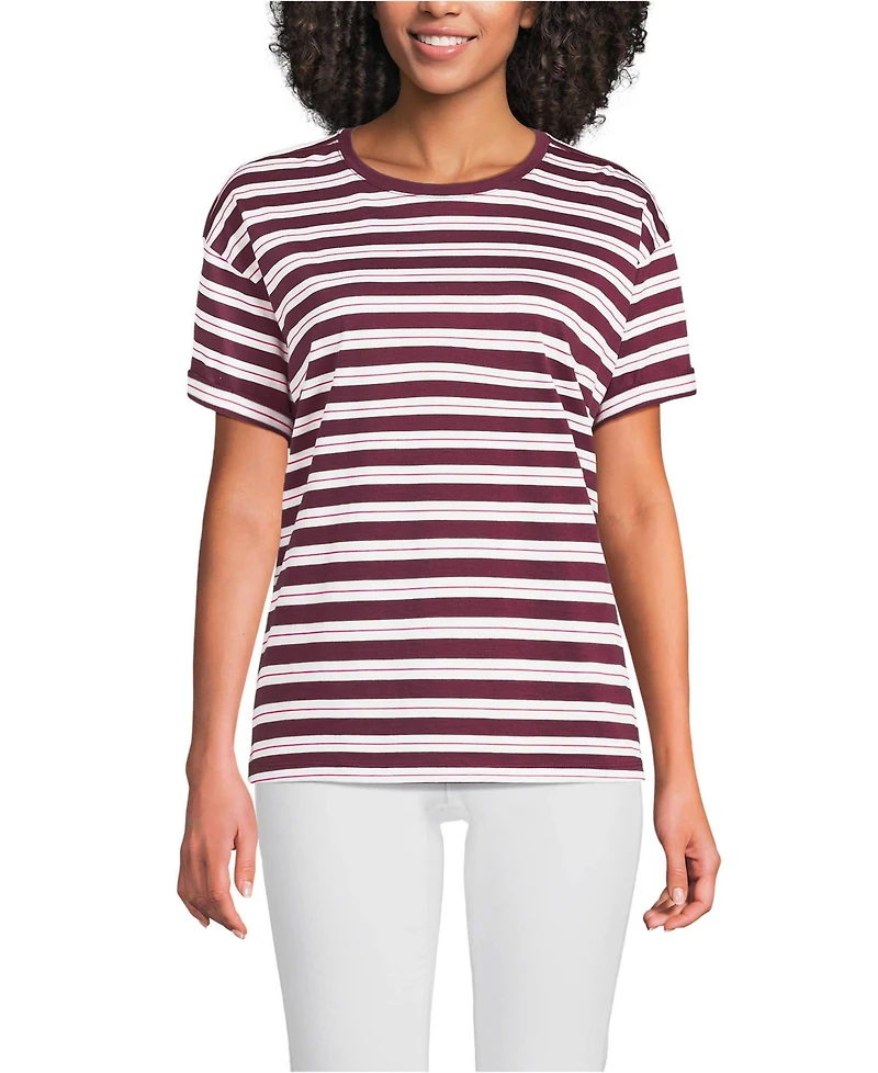 Lands' End Women's Oversized Supima Short Sleeve Crew Neck T-Shirt