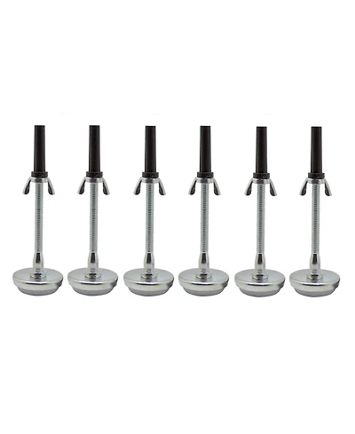 Kings Brand Furniture Set of Six Adjustable Metal Bed Frame Glides with Nylon Floor Protecting Base