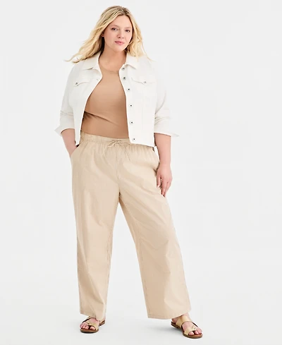 Style & Co Plus Striped Pull-On Wide-Leg Pants, Macy's Exclusive