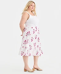 Style & Co Plus Printed Ladder-Stitch Midi Skirt, Macy's Exclusive