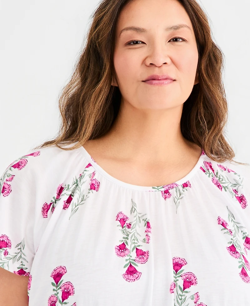 Style & Co Plus Printed Flutter-Sleeve Knit Top, Macy's Exclusive