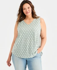 Style & Co Plus Printed Perfect Tank Top, Macy's Exclusive
