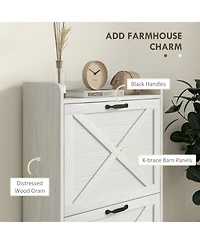 Homcom Slim Shoe Cabinet with 2 Flip Drawers and Adjustable Shelves,