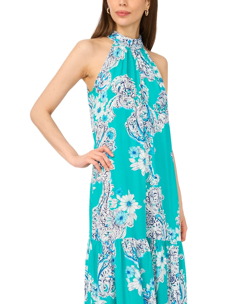 Msk Women's Paisley Floral-Print Tiered Maxi Dress