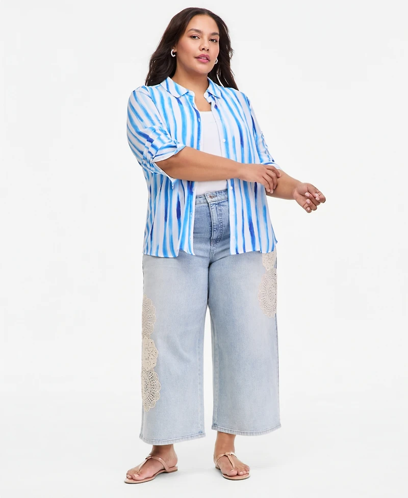 On 34th Trendy Plus Striped Shirt, Macy's Exclusive