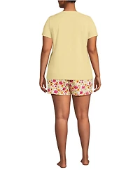 Lands' End Plus Knit 2 Piece Pajama Set - Short Sleeve Top and Shorts