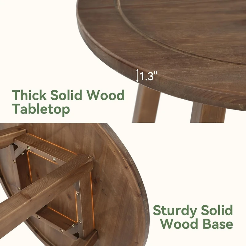 Tribesigns Square Bar Table, 3-Tier Wooden Pub Table with Storage Shelves, Walnut
