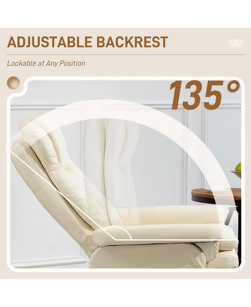 Boyel Living Swivel Pu Leather Recliner and Ottoman with Adjustable Backrest