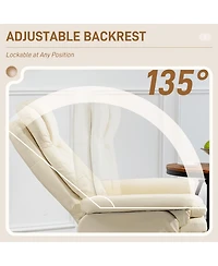 Boyel Living Swivel Pu Leather Recliner and Ottoman with Adjustable Backrest