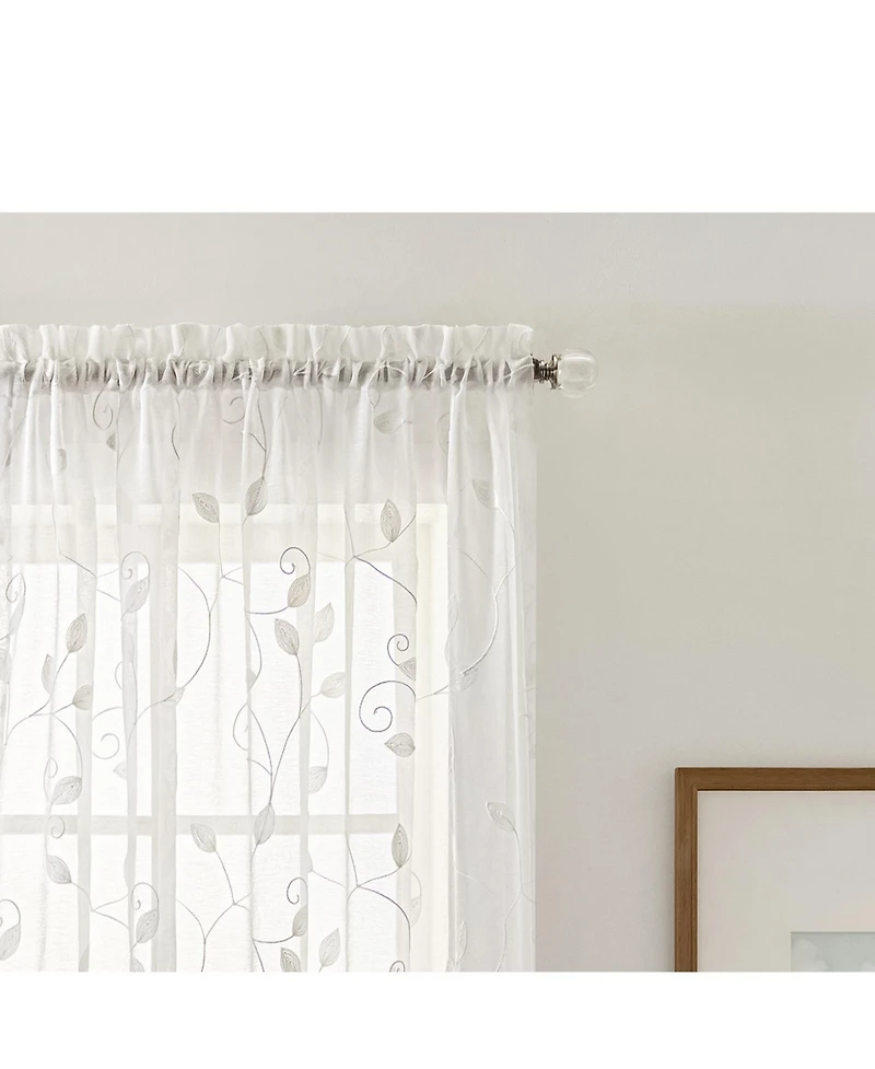 Ellis Curtain Chatham 100% Polyester Embroidered Sheer Rod Pocket Curtain Panel 52" x 84"