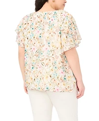Vince Camuto Plus V-Neck Tulip Short-Sleeve Blouse