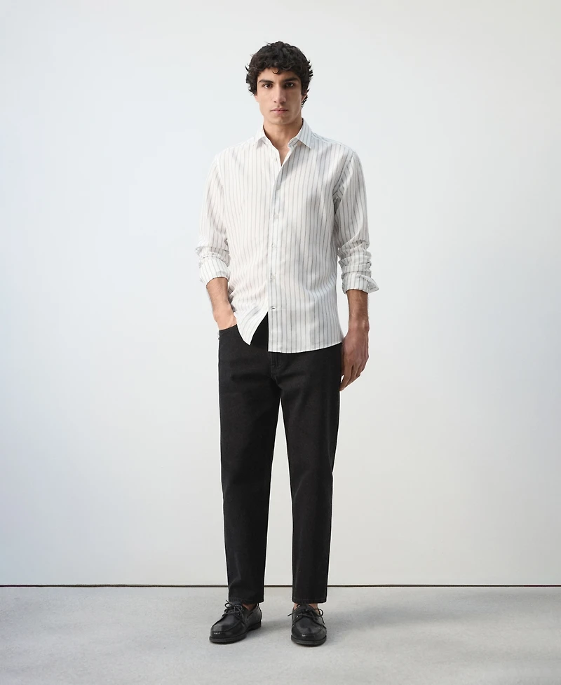 Mango Men's Lyocell Striped Regular-Fit Shirt