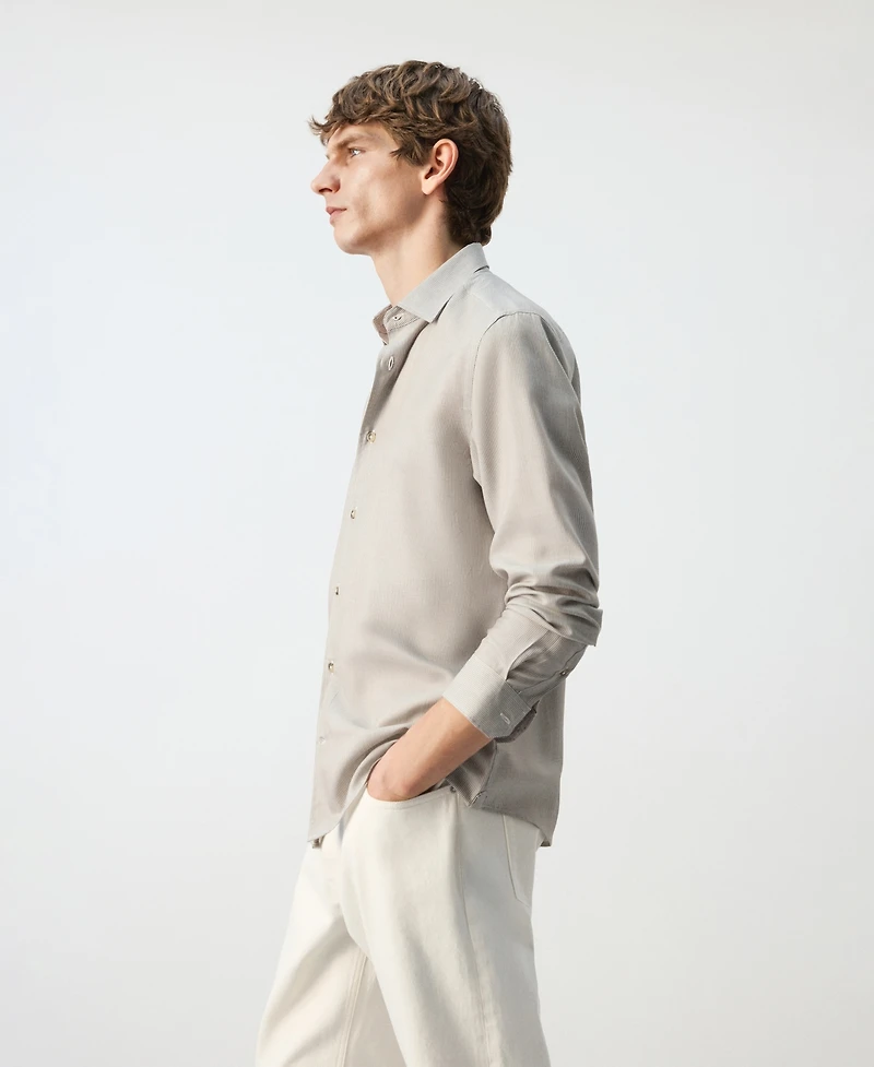 Mango Men's Lyocell Striped Regular-Fit Shirt