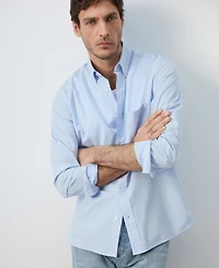 Mango Men's Cotton Regular-Fit Striped Shirt