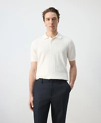 Mango Men's Cotton Braided Knitted Polo Shirt