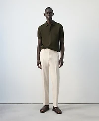 Mango Men's Cotton Fine-Knit Polo Shirt