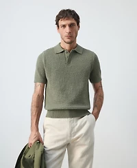 Mango Men's Waffle Knit Polo Shirt