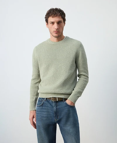 Mango Men's Lace Pattern Knit Sweater