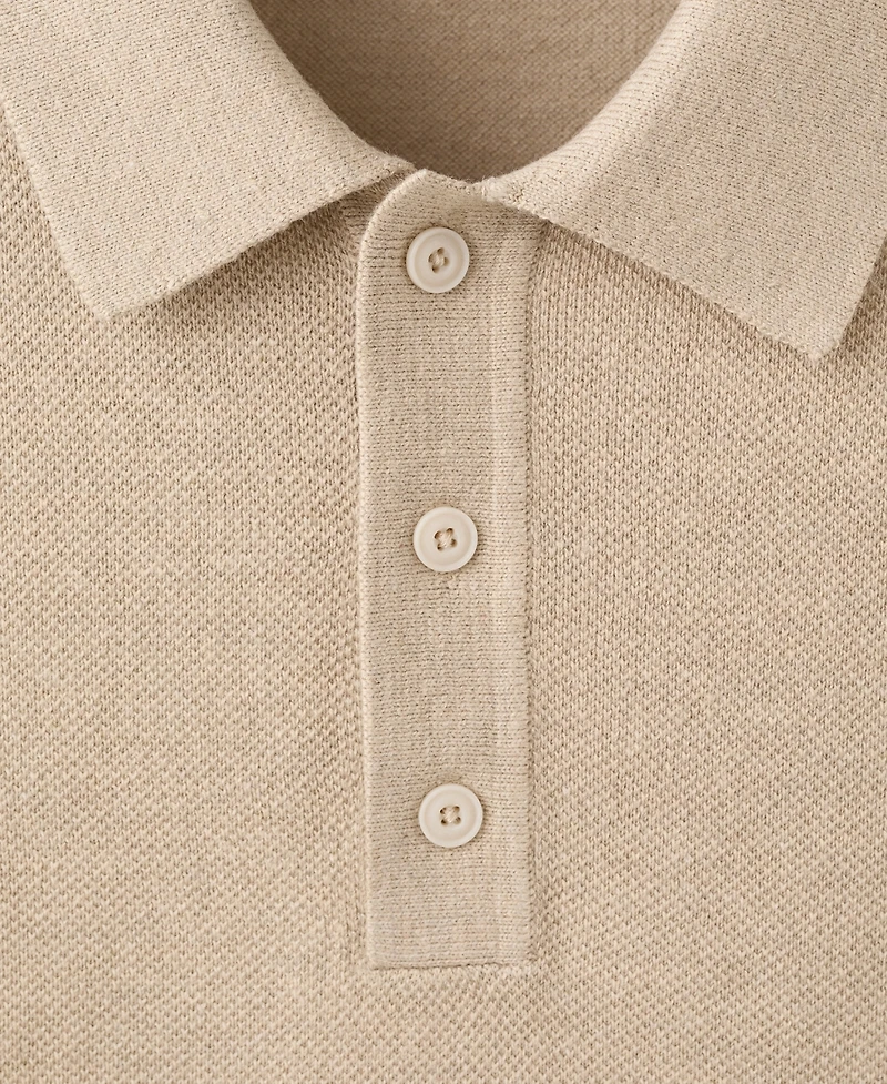 Mango Men's Microstructure Fine-Knit Polo Shirt