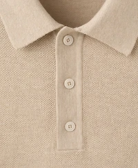 Mango Men's Microstructure Fine-Knit Polo Shirt