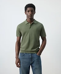Mango Men's Microstructure Fine-Knit Polo Shirt