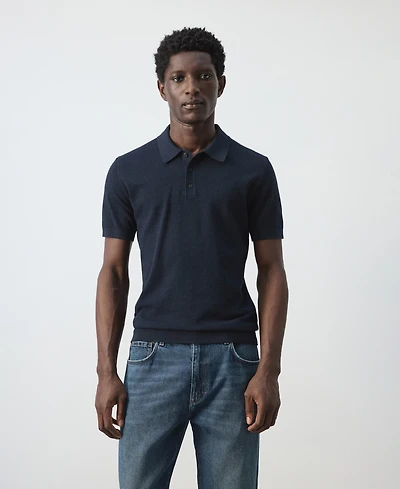 Mango Men's Microstructure Fine-Knit Polo Shirt