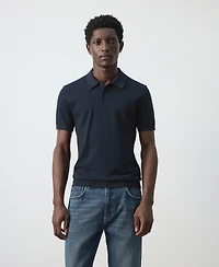 Mango Men's Microstructure Fine-Knit Polo Shirt