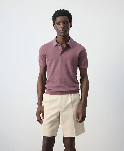 Mango Men's Microstructure Fine-Knit Polo Shirt