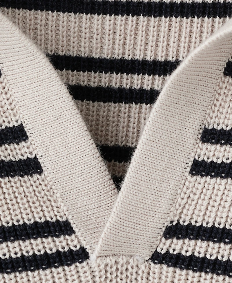 Mango Men's Cotton Striped Knit Polo Shirt